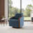 Upholstered Farmhouse Edging Swivel Barrel Chair With Toss Pillows-692758030