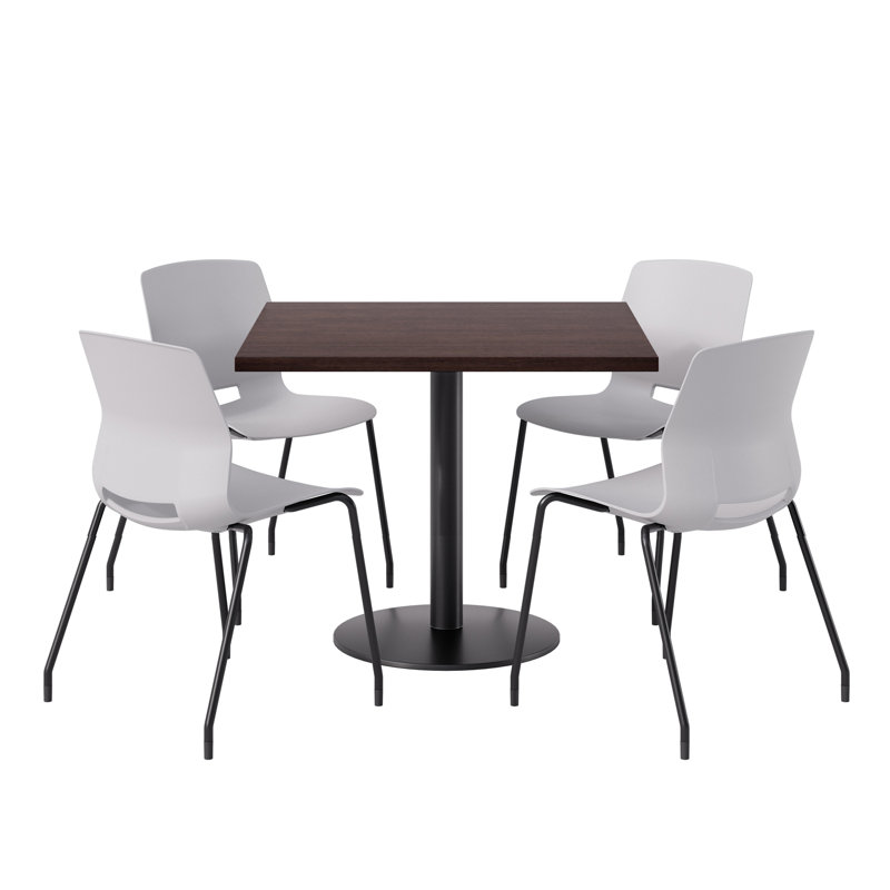 Ensemble repas pour 4 personnes à hauteur de bar, Espresso, Gris / noir, 29" H x 42" L x 42" W