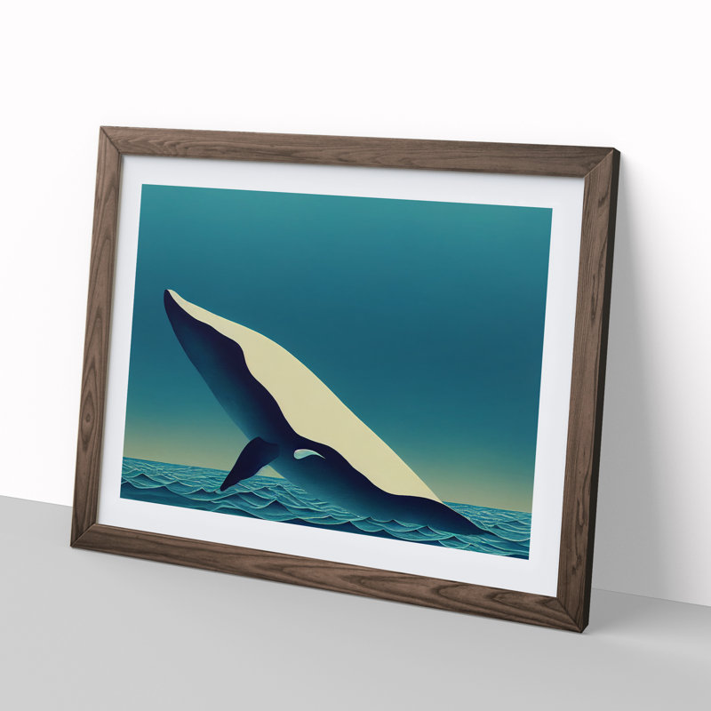 Whale Art Vol.5 - Framed Print, 25cm H x 34cm W x 2cm D, Walnut Framed