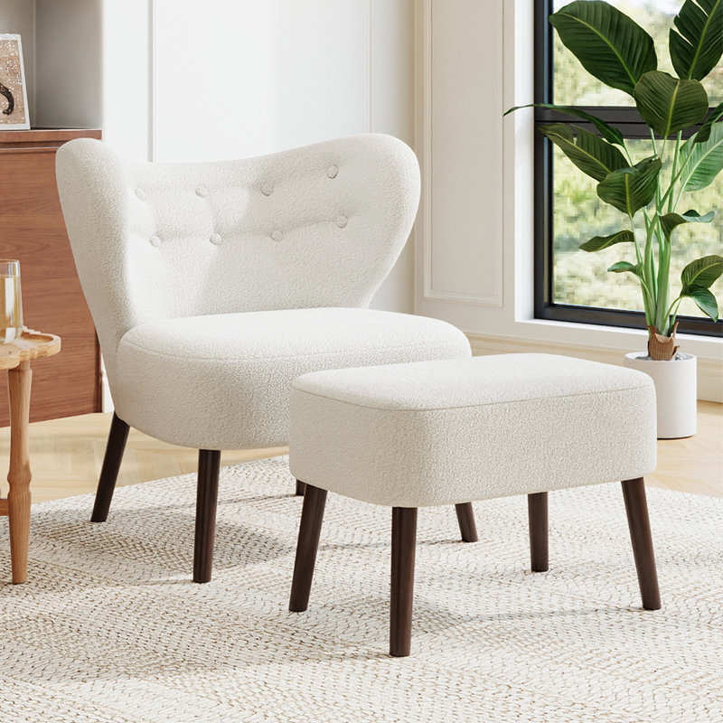Juliane Upholstered Wingback Chair with Footstool