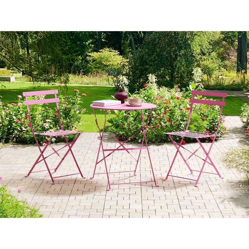 Bistro Set Metal Green Dark Green Riverlynn, Pink