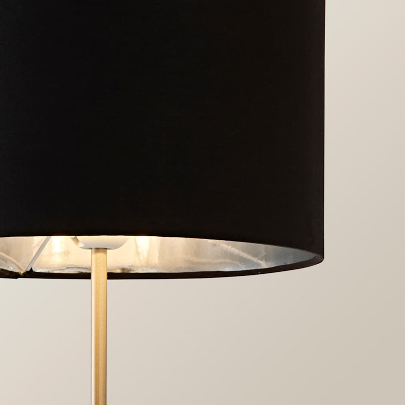 Darraich Metal Table Lamp, No, Silver Base/Black Shade