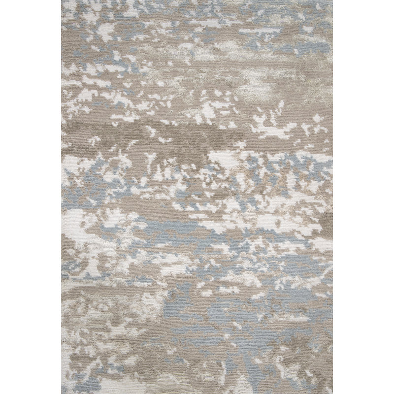 Contemporary Hand Knotted Abstract Area Rug, Rectangle 5' x 8'