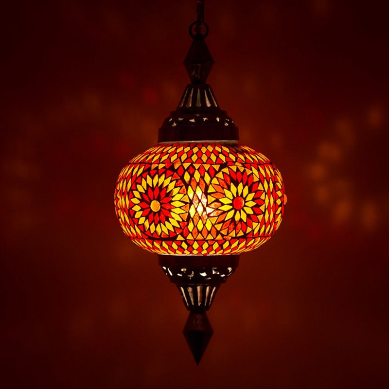 Chancellor 1 - Light Chrome Sphere Pendant, Redorange