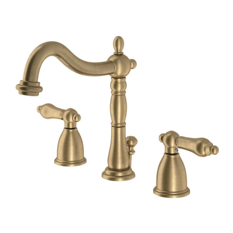 Robinet de salle de bain espacé avec ensemble de bonde Heritage, Laiton satiné