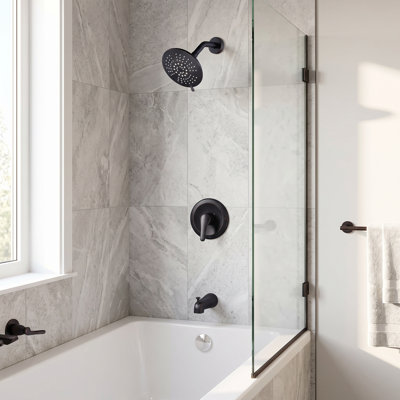 Robinet de baignoire et de douche à poignée simple à 5 jets 1,8 GPM (valve en laiton incluse)