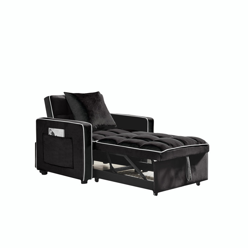 Mamedov Three-In-One Upholstered Folding Accent Chair, Black