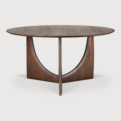 Geometric Round Solid Wood Pedestal Dining Table
