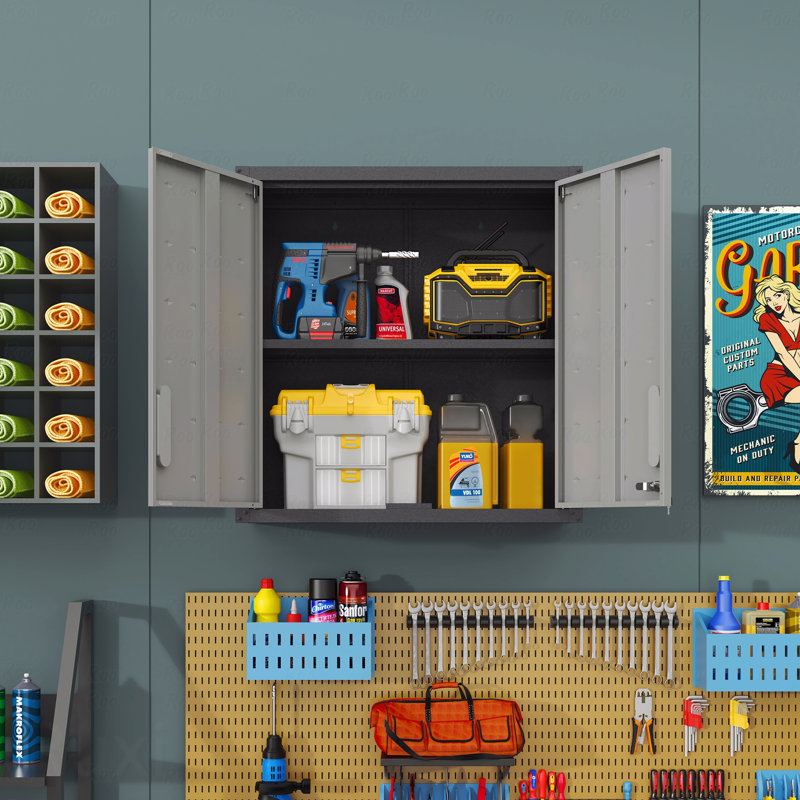 Armoire de rangement murale en métal avec porte verrouillable et 1 tablette