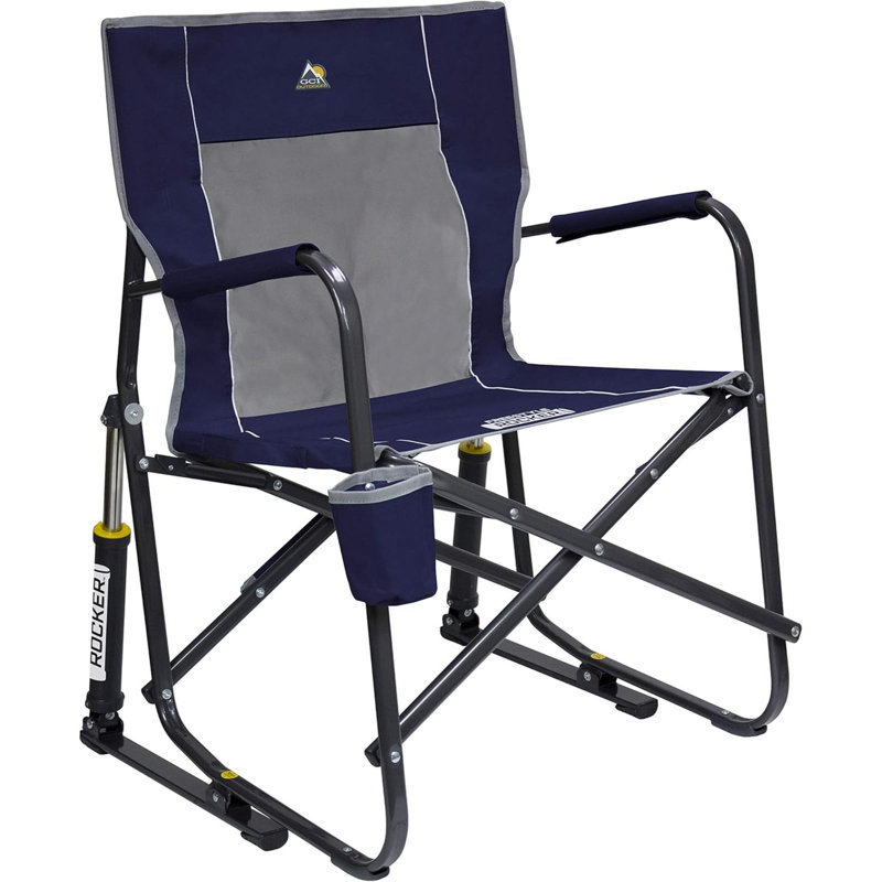 Freestyle Rocker Camping Chair | Portable Folding Rocking Chair With Solid, Durable Armrests, Drink Holder & Comfortable Backrest