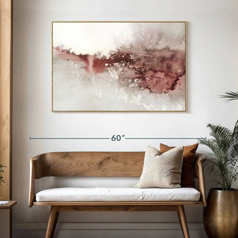 Douces vagues I, Cadre flottant en bois naturel, 46 po x 31 po