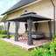Pavillon de jardin à double toit avec rideaux, gris