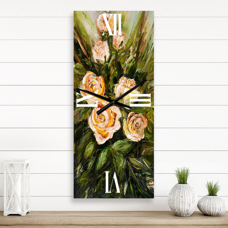 Quatre roses roses - Horloge murale traditionnelle, Petit
