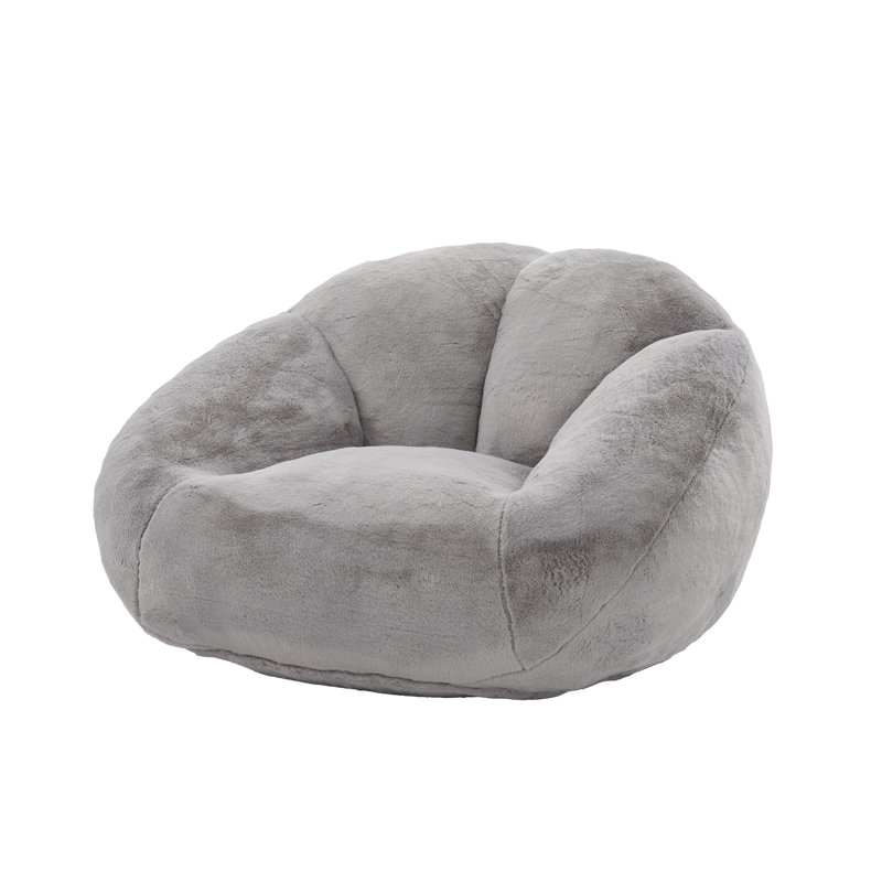 Faux Fur Bean Bag Chair, Light Grey
