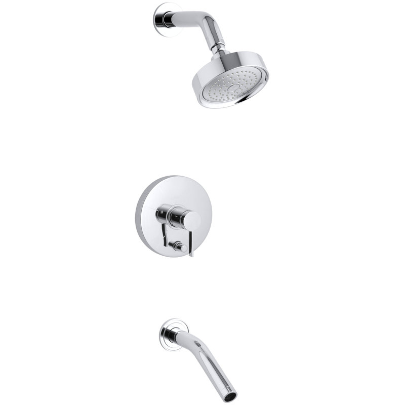 Stillness Rite-Temp Pressure-Balancing Bath and Shower Faucet Trim with Lever Handle, Valve Not Included, Polished Chrome