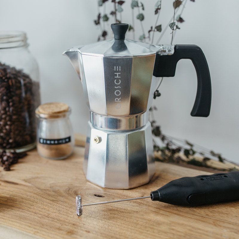 Grosche Milano Stovetop Espresso Maker, Silver, 9 Shots