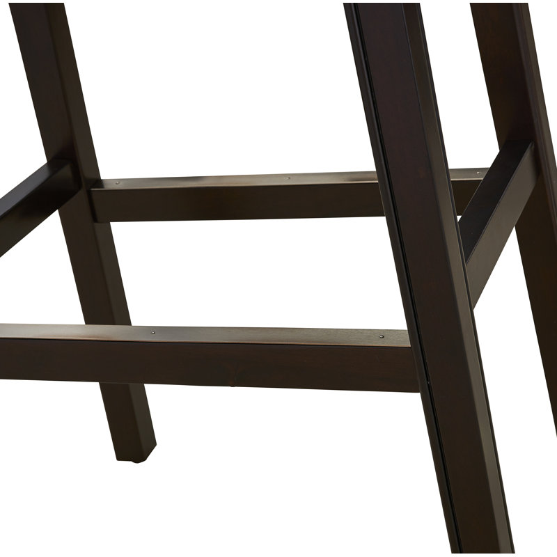 Hasitha Upholstered Counter Stool with Solid Wood Frame, Black, Bar Stool (30" Seat Height)