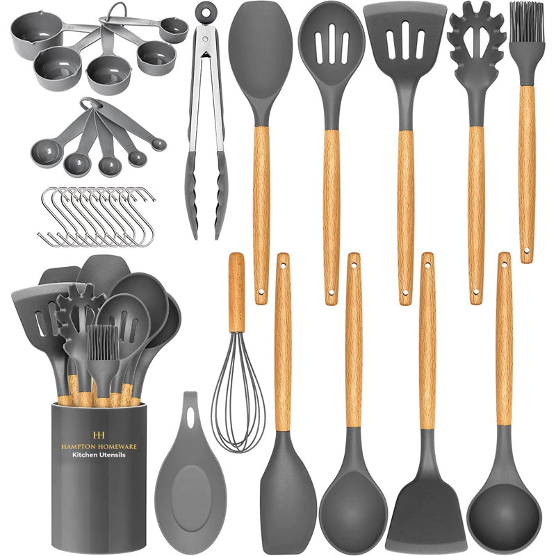 Ensemble d'ustensiles en silicone Wuyi, Gris anthracite