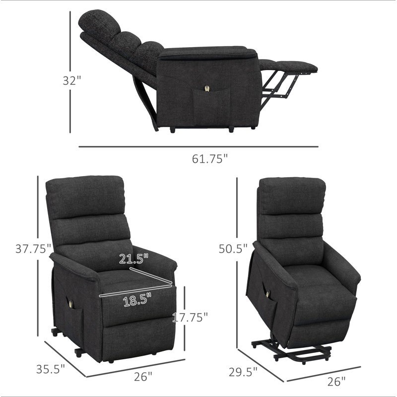 Fauteuil inclinable électrique avec télécommande, Noir