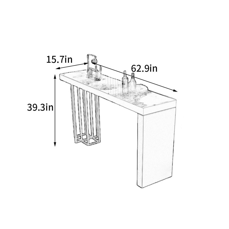 Table basse légère et luxueuse, H 39,3 po x L 62,9 po x l 15,7 po