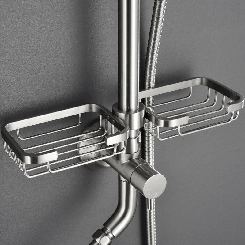 4-Spray Round 9.76 In. High Pressure Shower System With Soap Dish (Valve Included), Brushed Nickel