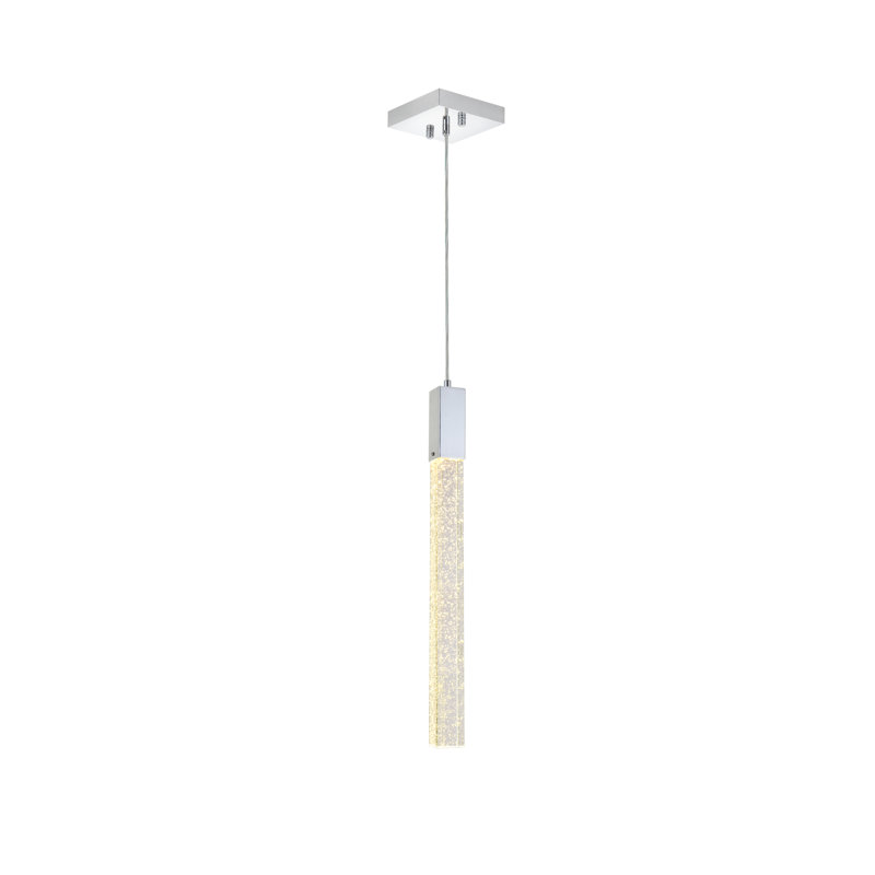 Luminaire suspendu rectangulaire à 1 lumière Aliha, Chrome