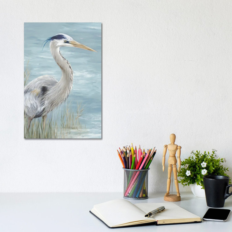 Great Blue Heron Gaze - Painting on Canvas, Wrapped Canvas, 20.32 cm H x 30.48 cm W