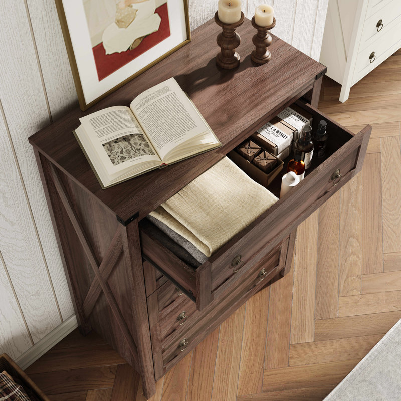 Commode 5 tiroirs Gracie Oaks Farmhouse, Noyer