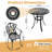3-Piece Round Table Outdoor Dining Set with Umbrella Hole, 2 Armchairs with Beige Cushions