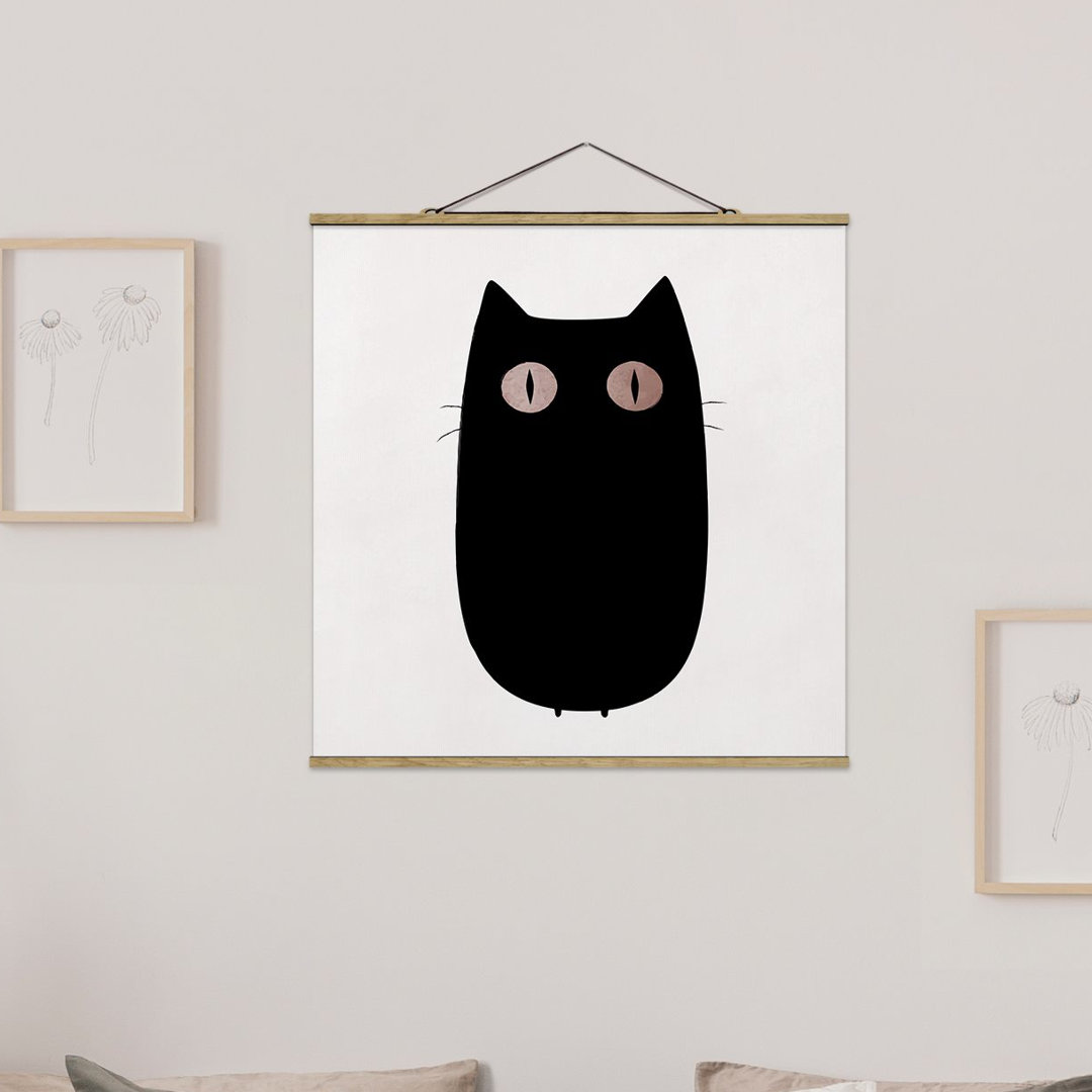 Grafikdruck Schwarze Katze Illustration