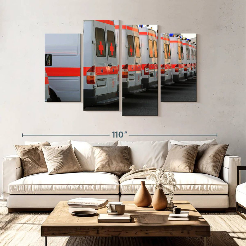 Mehar Parked Ambulances, 54'' H x 84'' W