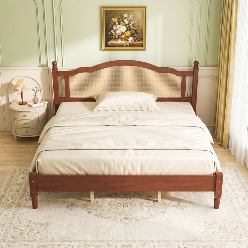 Wooden Platform Bed Frame with Headboard