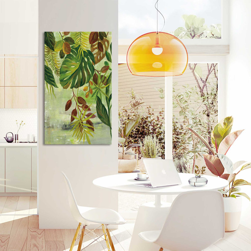 «Tropical Greenery II» par Silvia Vassileva - Peinture, Toile tendue, H 40 po x l 24 po x P 1,5 po