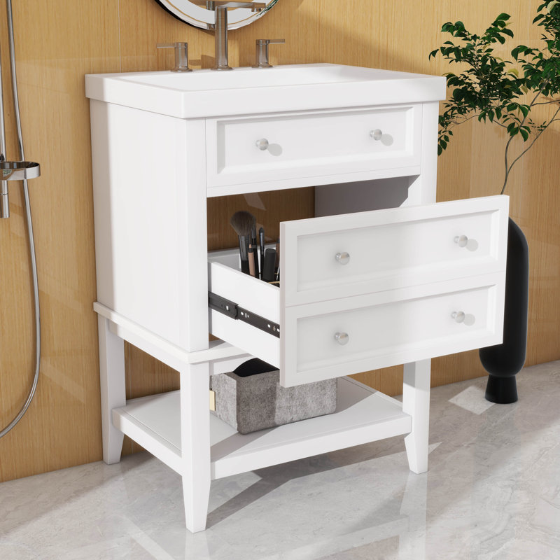 Base de meuble-lavabo sans lavabo 24 po avec tiroir et tablette ouverte pour le rangement