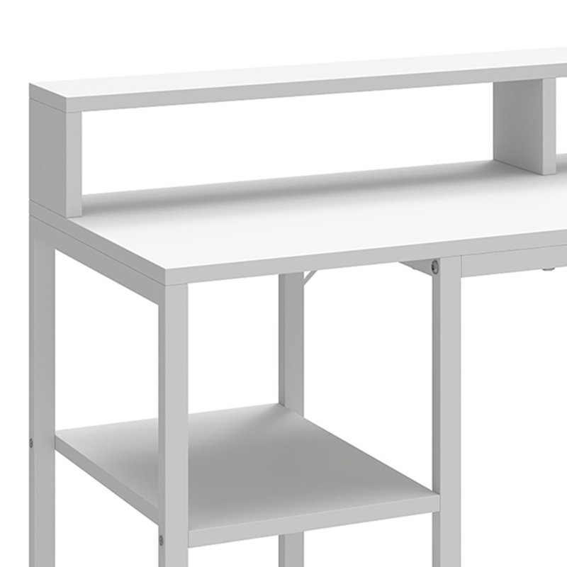 Iron Computer Desk with Built-In Electrical Outlet