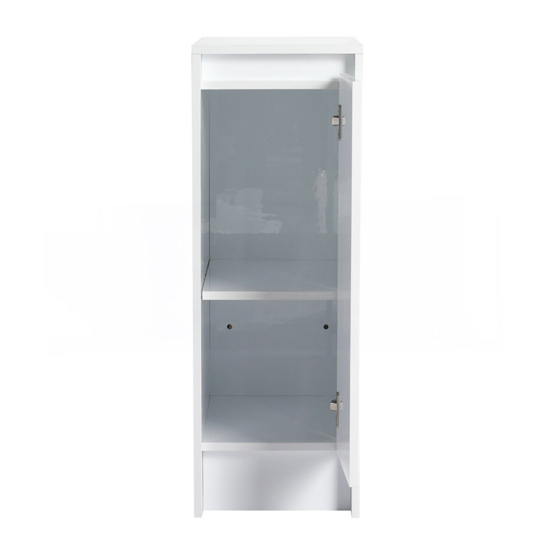 Armoire de rangement autoportante 12 po, portes à fermeture douce, blanc brillant (emballage KD)