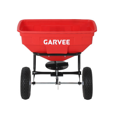 Heavy Duty Tow Behind Broadcast Spreader for Lawn & Garden 130LBS Capacity 30 Adjustable Settings Global Hitch 9.8ft Spreading Width – Fertilizer, Seed, Salt & Ice Melt  Powder-Coated Steel-red