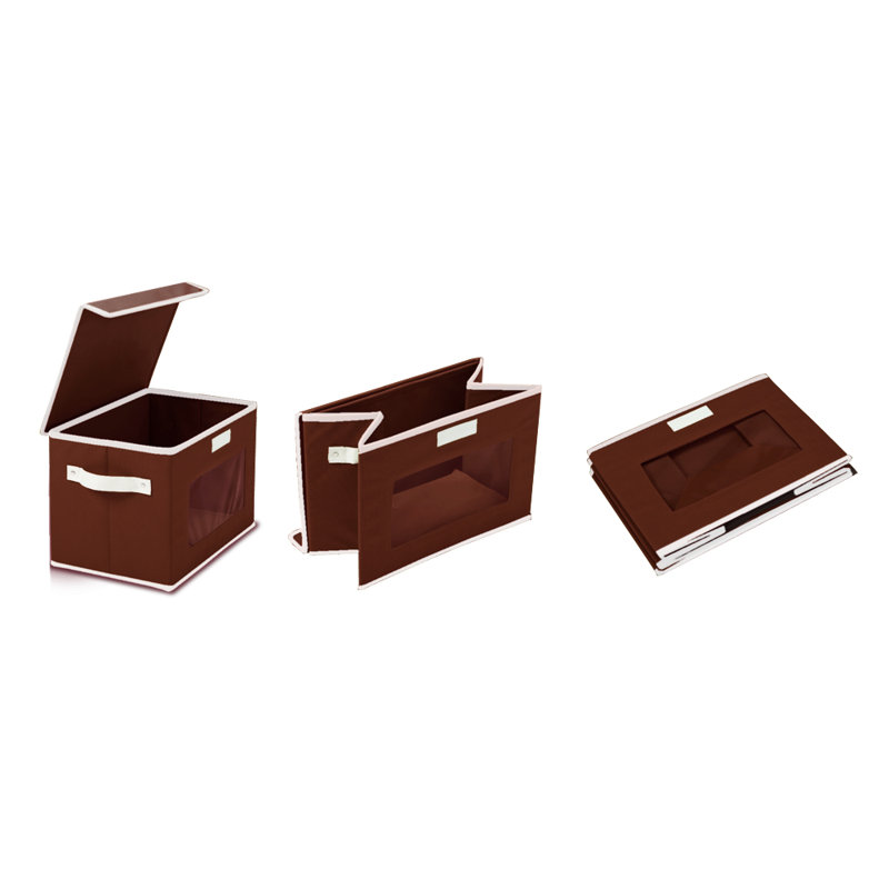 2-Piece Storage Fabric Box Set, Brown / Beige