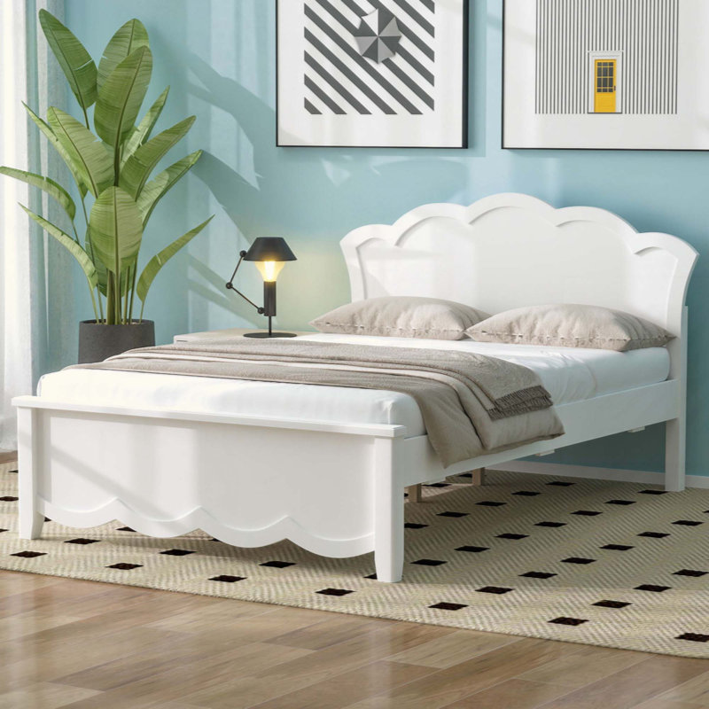 Lit plateforme en bois avec tête de lit, Double
