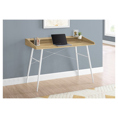 48-Inch Computer Desk with Hutch and Storage Cubbies, Natural Wood-Look Finish