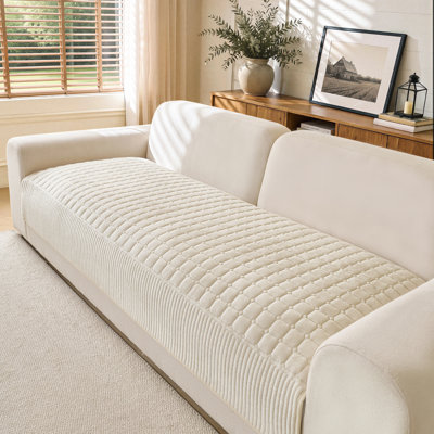 Couch Cover For Pets Plush, Non Slip Cozy Sofa Cover Pet Friendly, Milk Velvet Slipcover For Washable Couch Sofa Funiture Protector,White