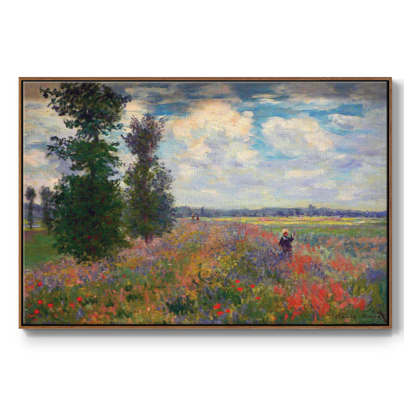 Monet - reproduction de cadre flottant sur toile, Cadre noyer, H 25 po x l 37 po x P 2 po