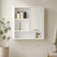 Armoire de salle de bain moderne avec miroir, armoire de rangement murale avec tablettes ouvertes, armoire à pharmacie imperméable avec décor doré, rangement pour meuble-lavabo