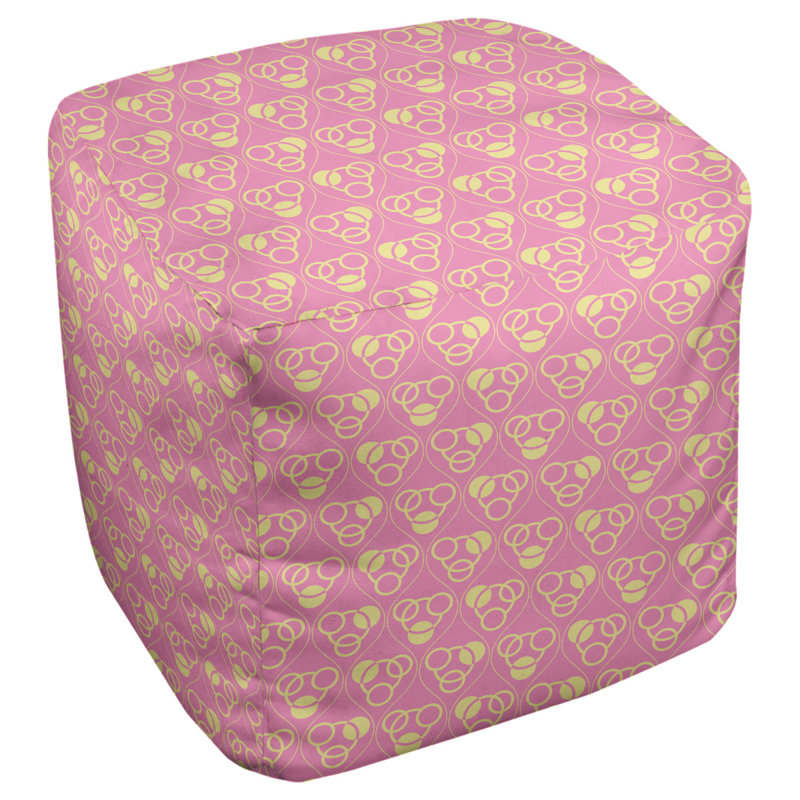Upholstered Ottoman, Pink/Yellow