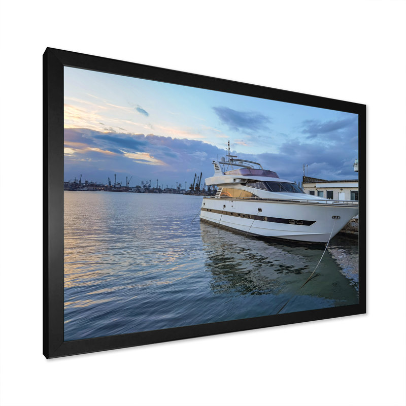 Yacht, bateau, sérénité, photo sur toile, H 30 po x l 40 po x P 1,5 po, Cadre photo noir