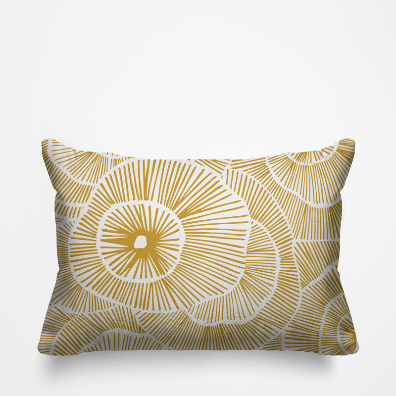 Coussin intérieur / extérieur Abstract Floral Burst, Jaune