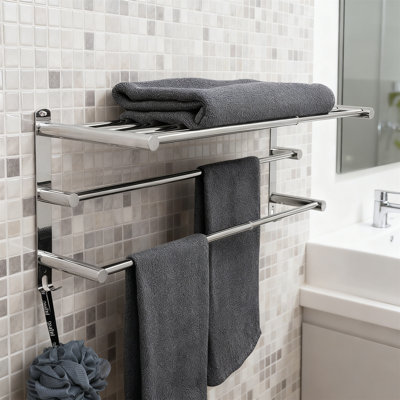 Retractable 19.7-31.5 Inch Towel Rack, Stainless Steel, 3M Adhesive, No-Drilling, 3-Tier