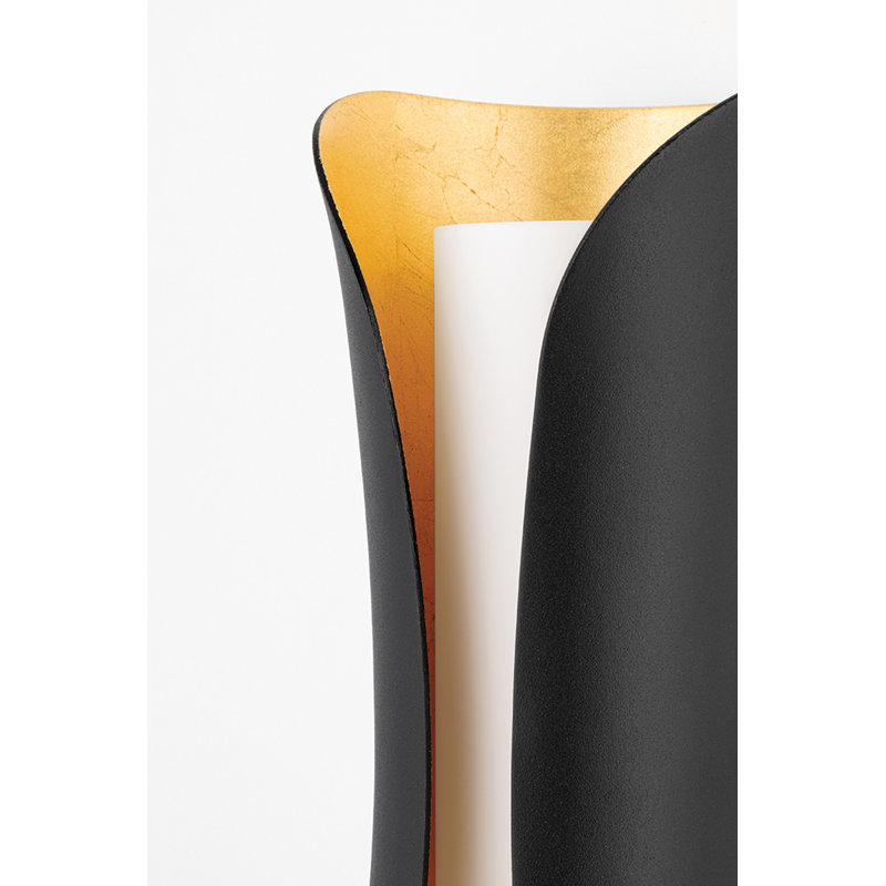 Elegant Gold Leaf & Black Opal Glass Dimmable Wall Sconce