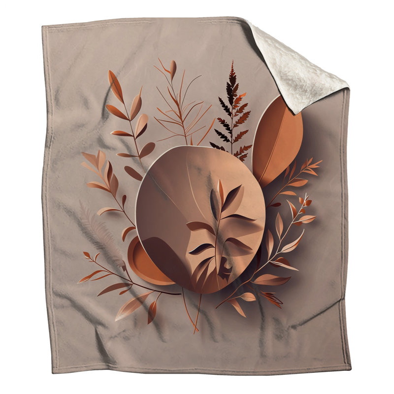 Jeté en molleton Leaves - Jetés naturels pour canapés ou lits, 50 po L x 60 po H