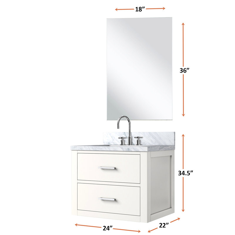 Meuble-lavabo blanc avec comptoir en acrylique blanc, 24 po X P 18 po, ensemble de meuble-lavabo avec robinet et miroir, robinet inclus
